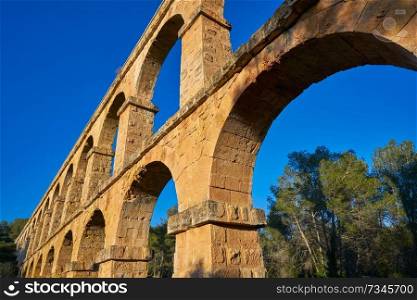 Aqueduct Les Ferreres o Pont del Diable in Tarragona of Catalonia Roman