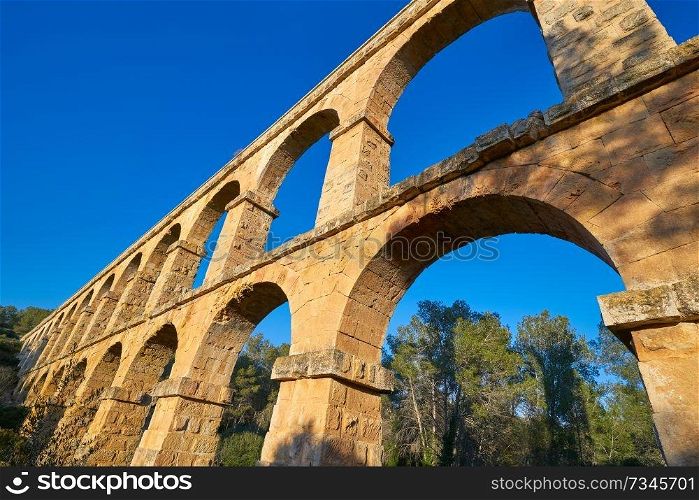 Aqueduct Les Ferreres o Pont del Diable in Tarragona of Catalonia Roman