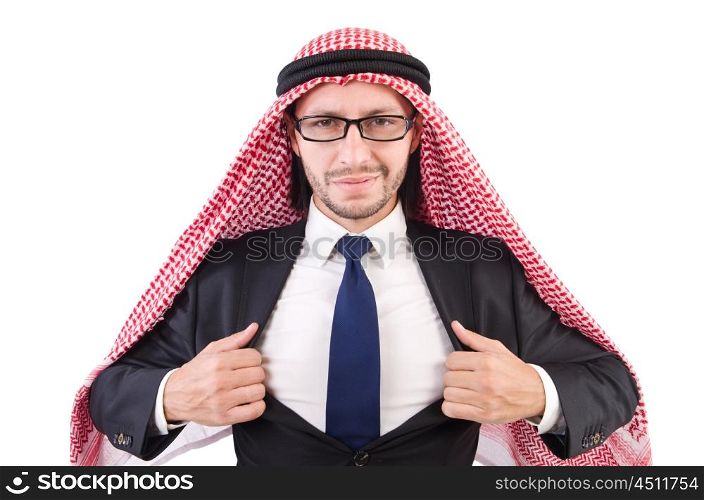 Arab businessman in eyeglasses isolated on white