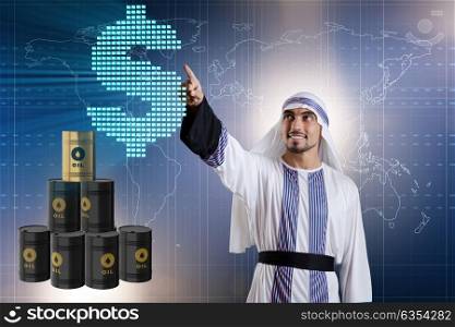 Arab businessman in oil price business concept