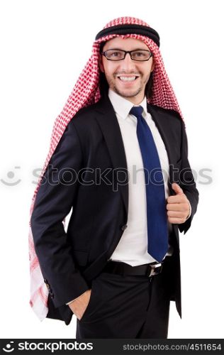 Arab businessman in specs isolated on white