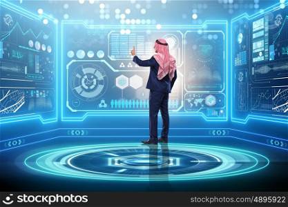 Arab businessman in stock trading concept
