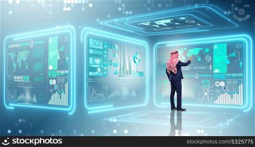 Arab businessman in stock trading concept