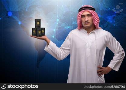 Arab businessman supporting oil price