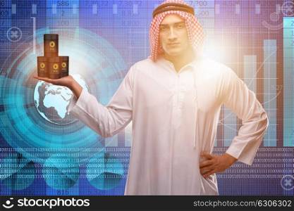 Arab businessman supporting oil price