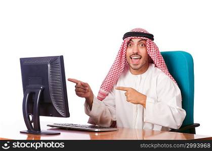Arab businessman working on computer
