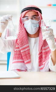 Arab chemist checking the quality of drinking water