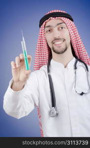 Arab doctor with syringe