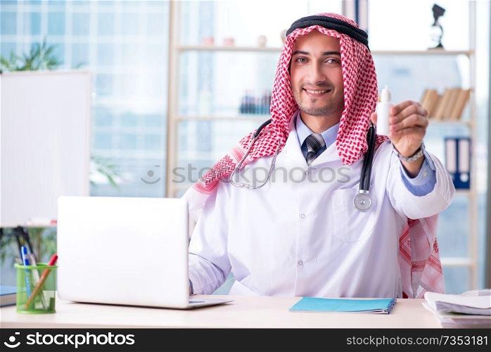 Arab doctor working in the clinic