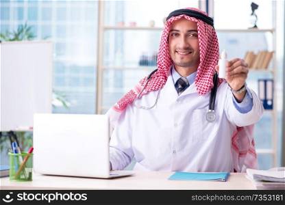 Arab doctor working in the clinic