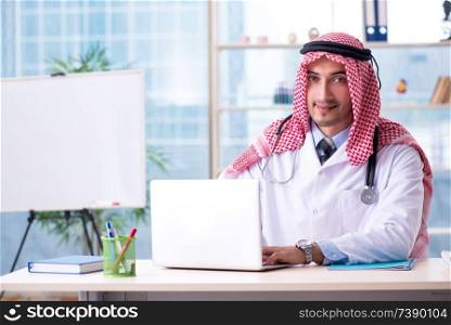 Arab doctor working in the clinic 