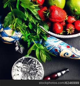 Arab hookah with flavor with strawberry,lime and mint