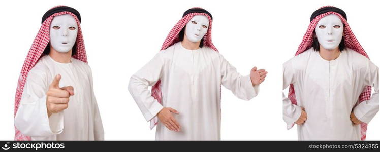 Arab in hypocrisy concept on white