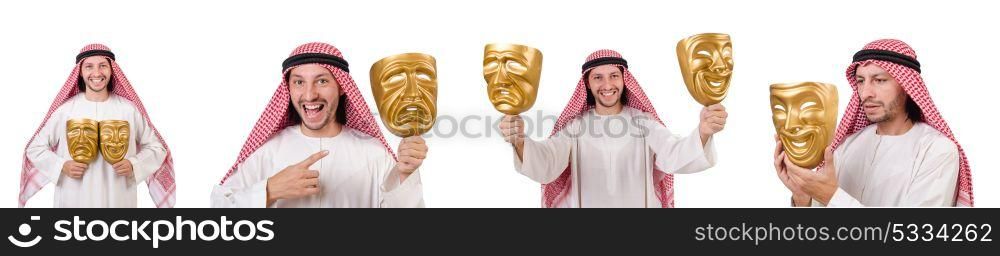 Arab in hypocrisy concept on white
