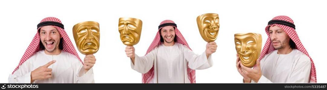 Arab in hypocrisy concept on white
