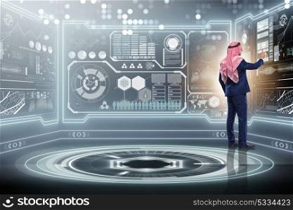 Arab man in data management concept