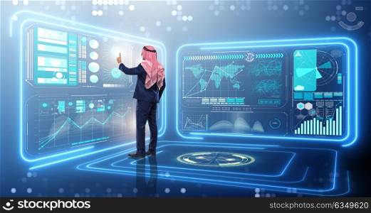 Arab man in data management concept