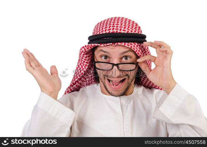 Arab man in specs isolated on white