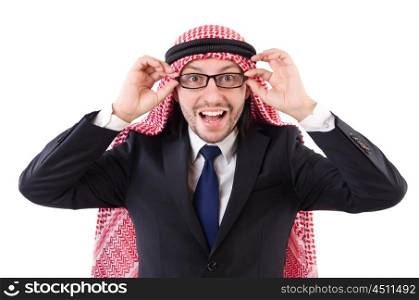 Arab man in specs isolated on white