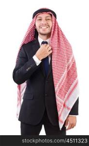Arab man in success concept isolated on white