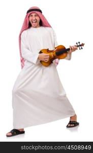 Arab man playing violing on white