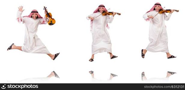 Arab man playing violing on white. The arab man playing violing on white