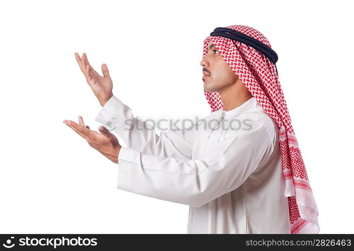 Arab man praying on the white