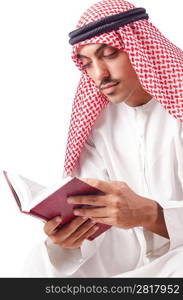 Arab man praying on white