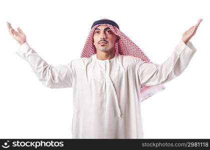 Arab man praying on white