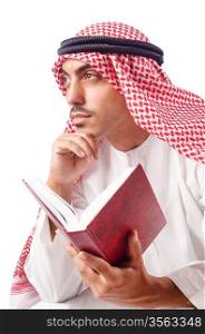 Arab man praying on white
