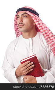 Arab man praying on white