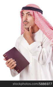 Arab man praying on white