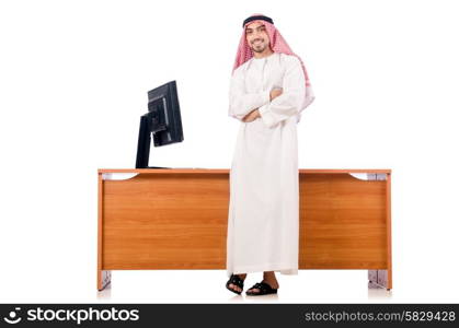 Arab man sitting at his desk