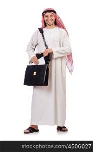 Arab man with briefcase isolated on white