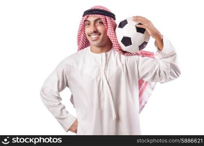 Arab man with football on white