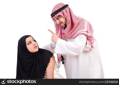 Arab man with his wife on white