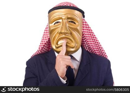 Arab man with mask on white