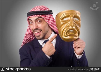 Arab man with mask on white