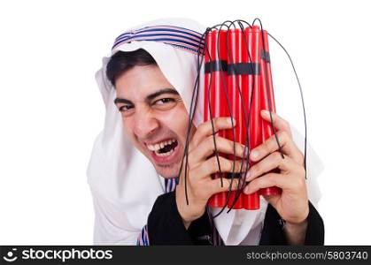 Arab man with red sticks of dynamite