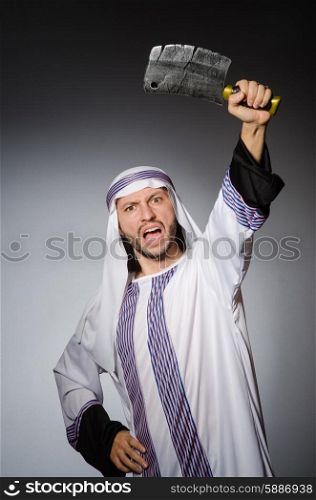 Arab man with sharp axe