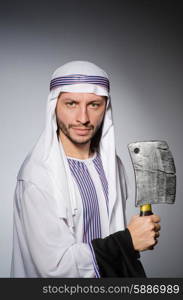 Arab man with sharp axe