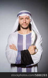 Arab man with sharp knife