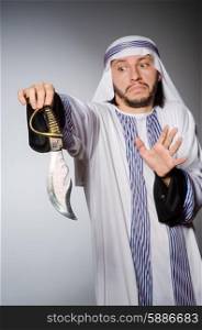 Arab man with sharp knife