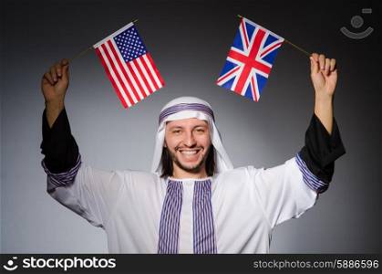 Arab man with united kingdom flag