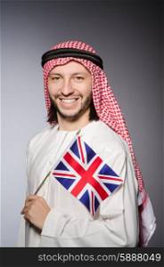 Arab man with united kingdom flag