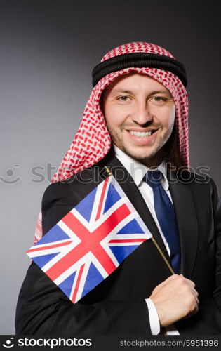 Arab man with united kingdom flag