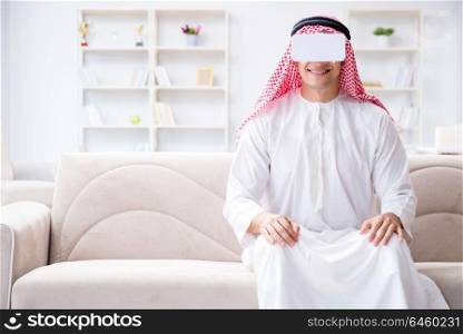 Arab man with virtual reality glasses