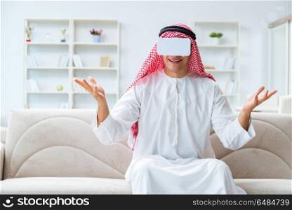 Arab man with virtual reality glasses
