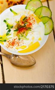 Arab middle east salatit laban wa kh&rsquo;yar Khyar Bi Laban goat yogurt and cucumber salad