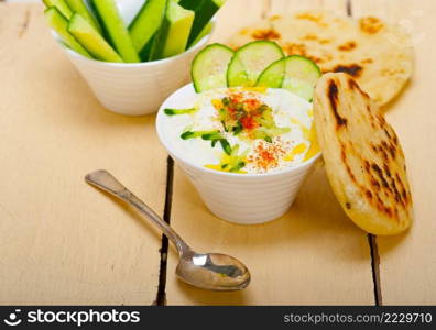 Arab middle east salatit laban wa kh’yar Khyar Bi Laban goat yogurt and cucumber salad 
